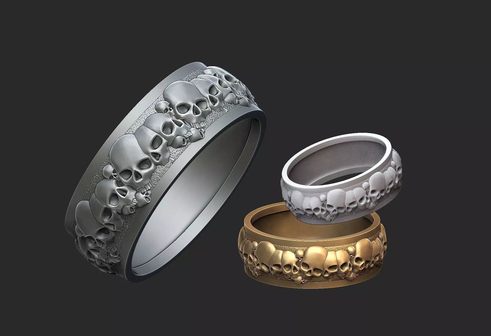 ring with skulls 3D print model