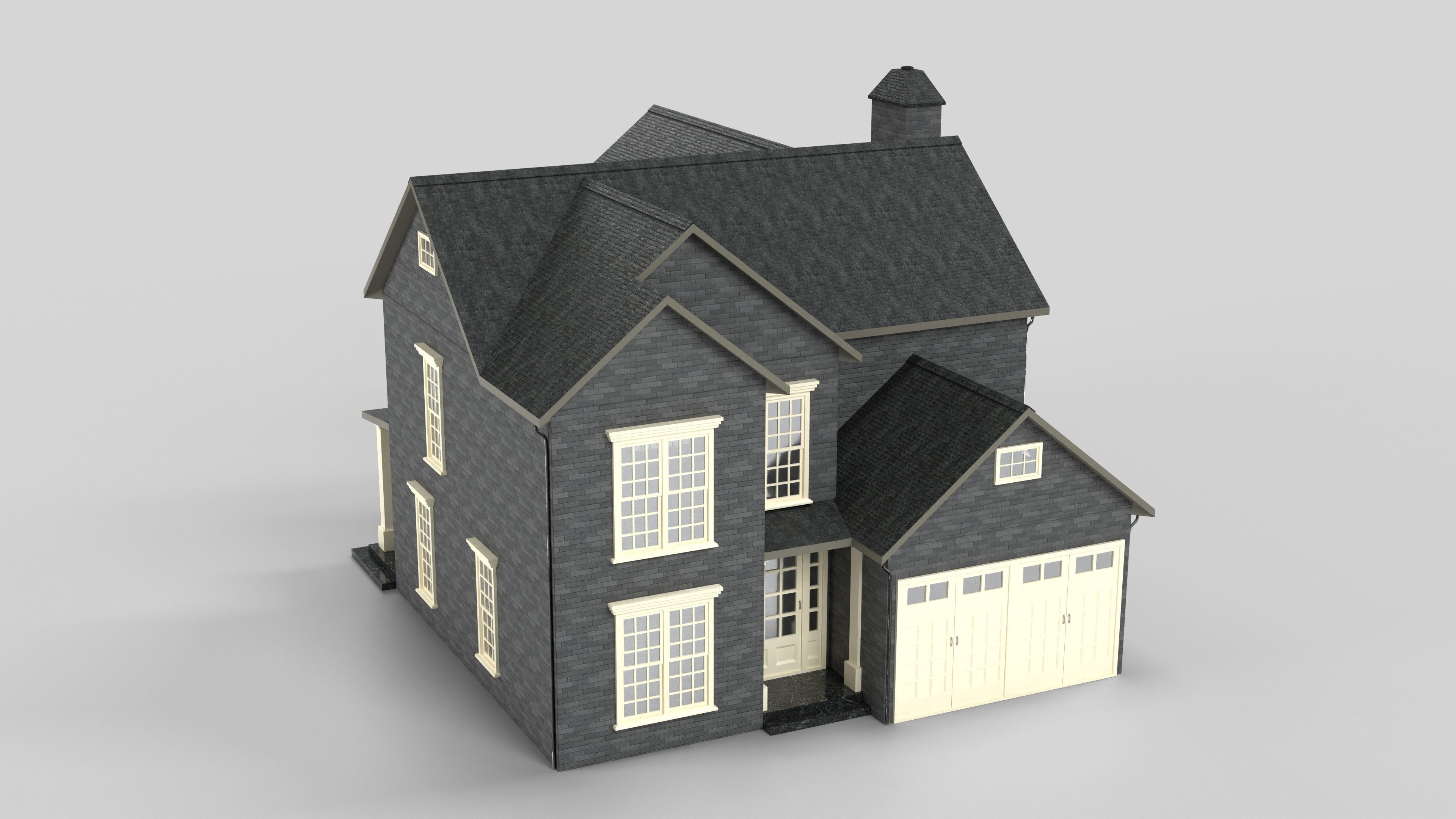 British House Design 07T1 Low-poly 3D model_1