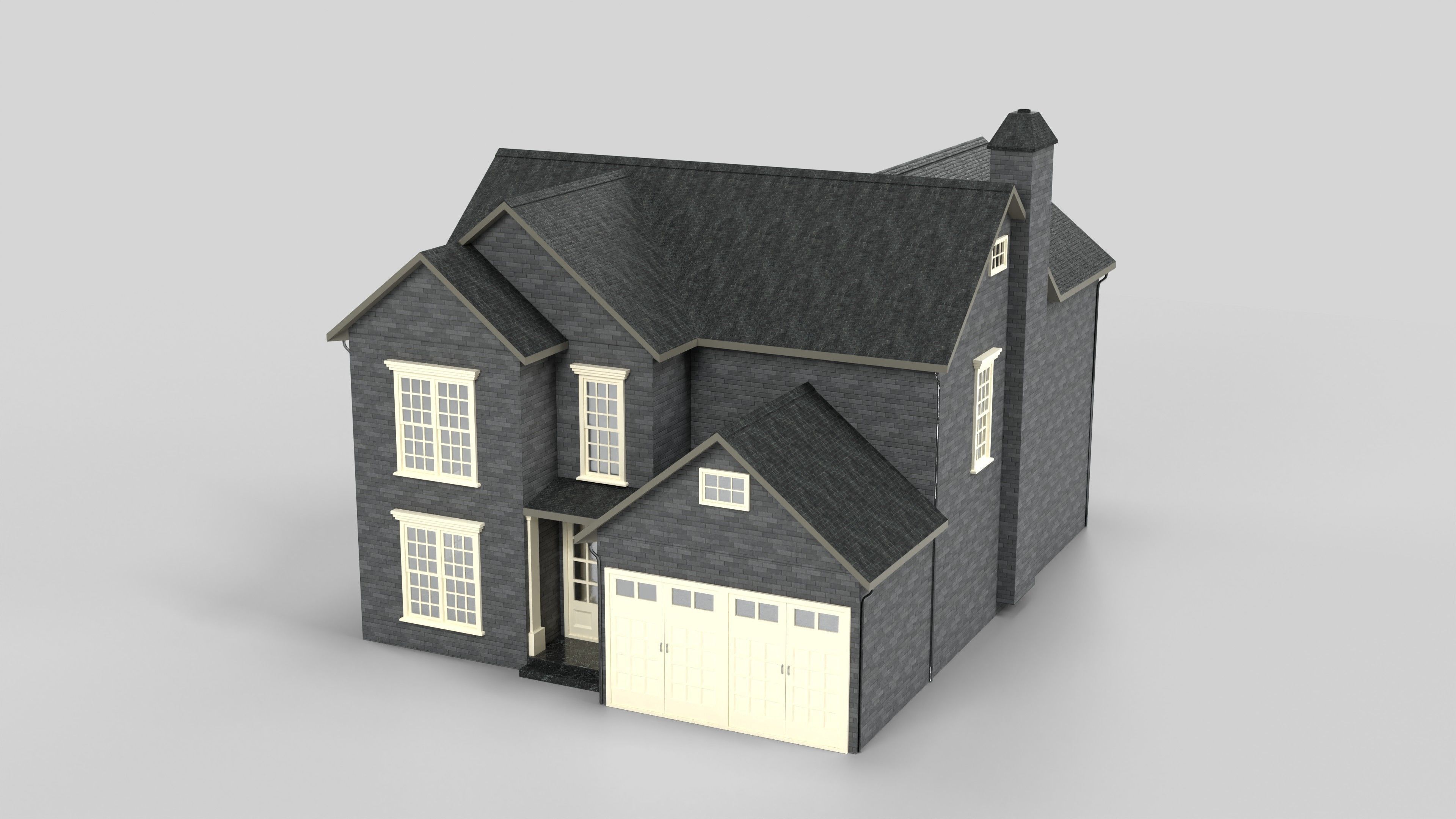 British House Design 07T1 Low-poly 3D model_5