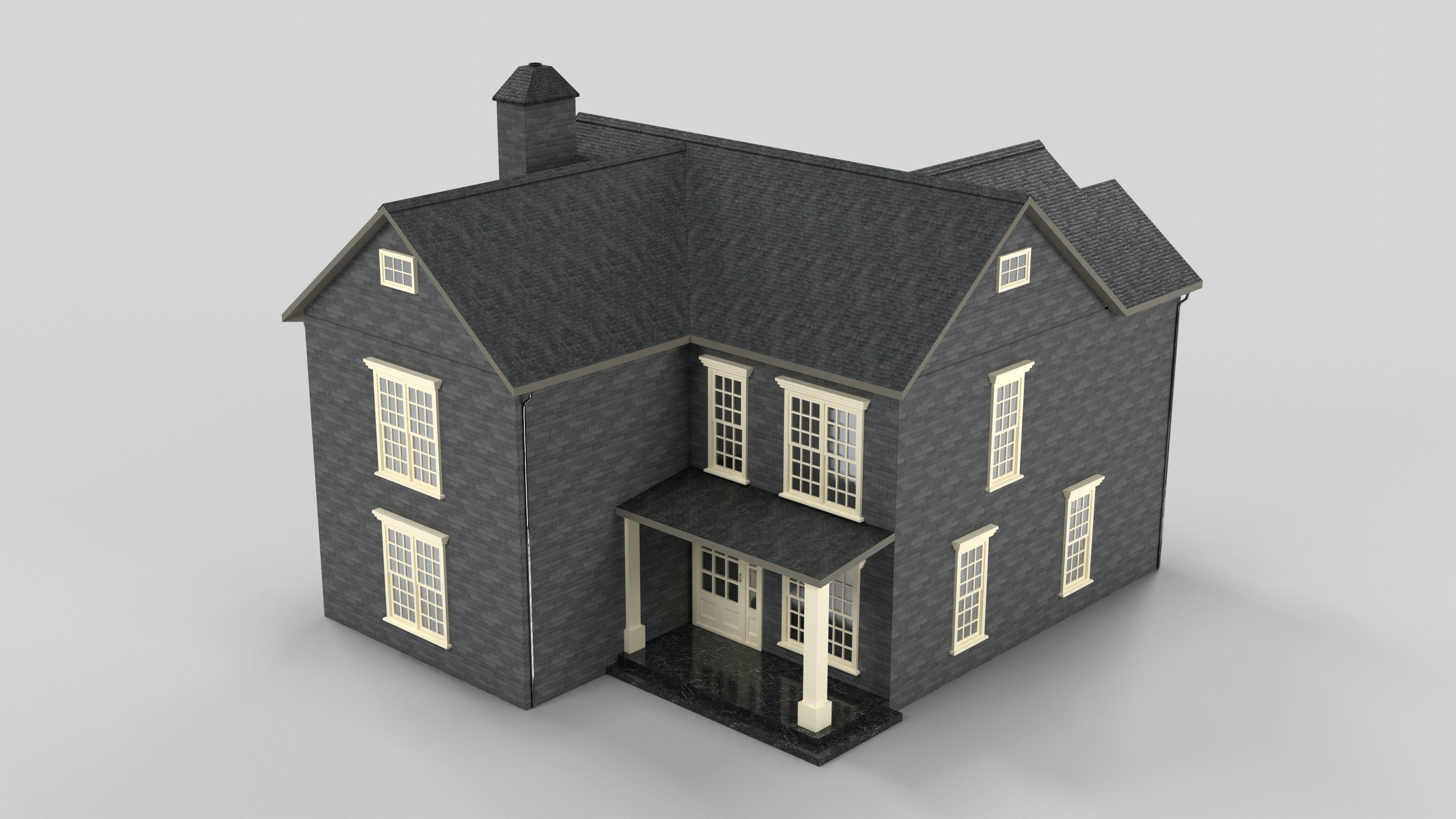 British House Design 07T1 Low-poly 3D model_2