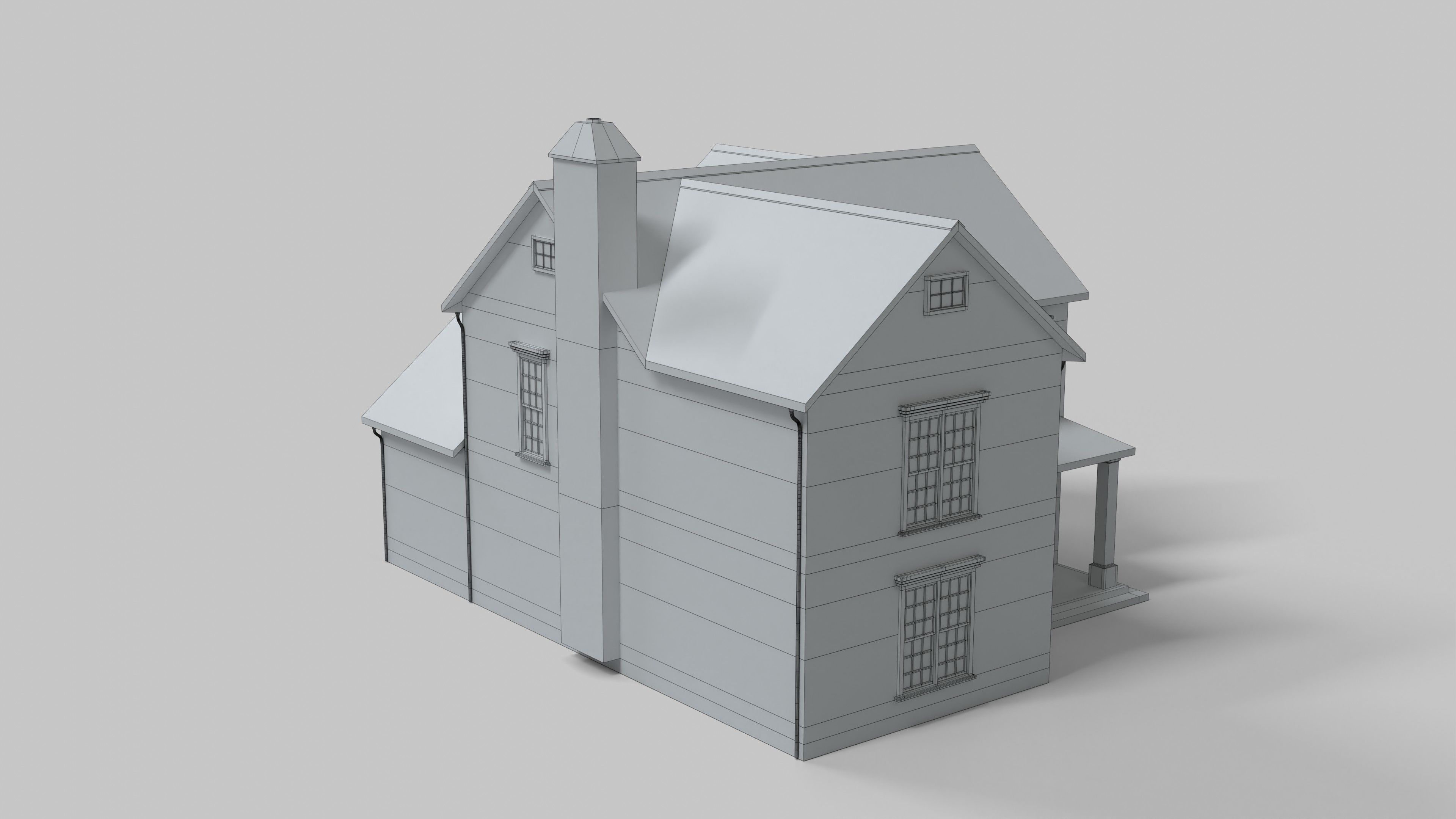 British House Design 07T1 Low-poly 3D model_7