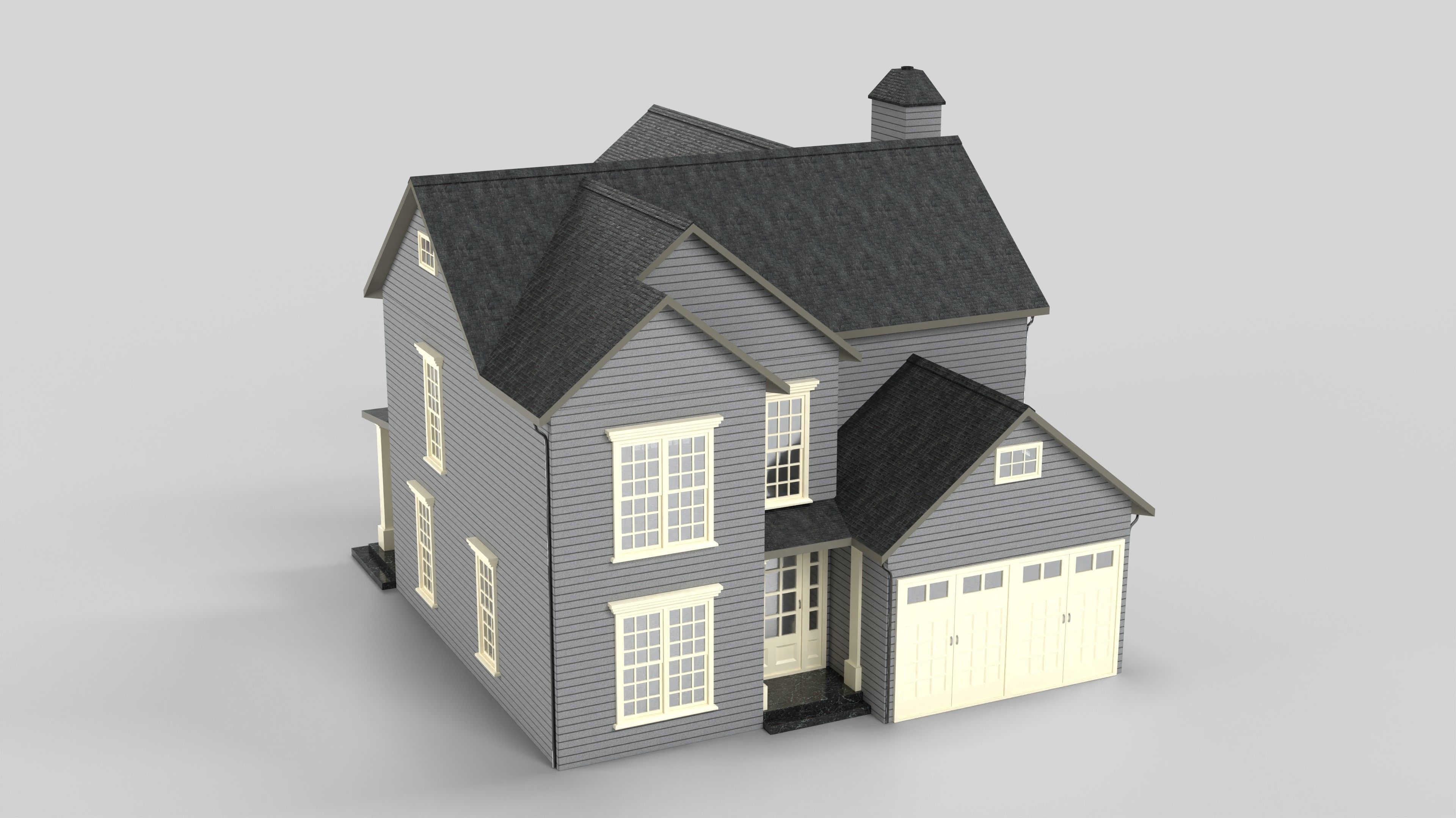 British House Design 07T2 Low-poly 3D model_1