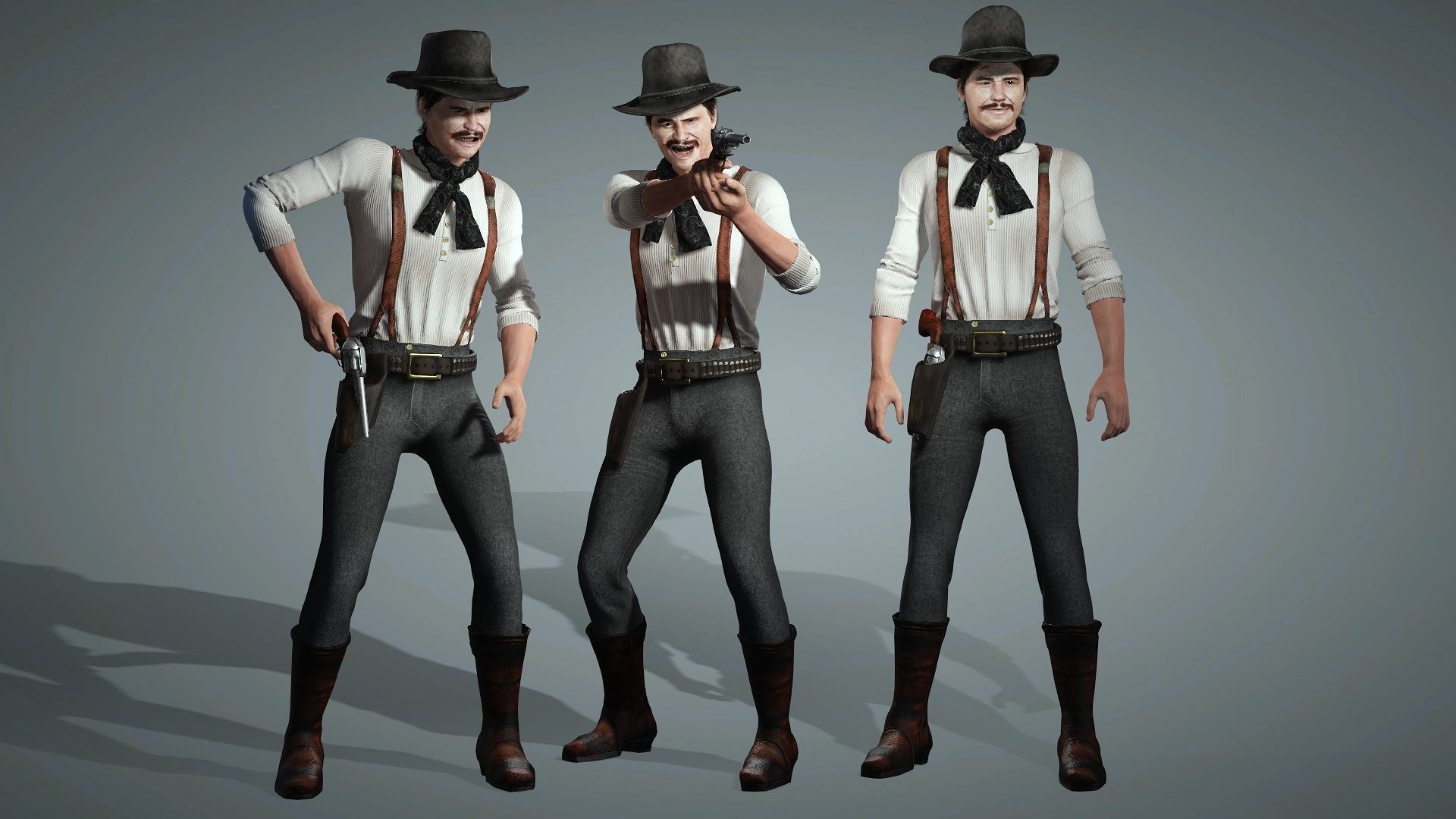cowboy High quality character full Rigged and Animated  3D model_2