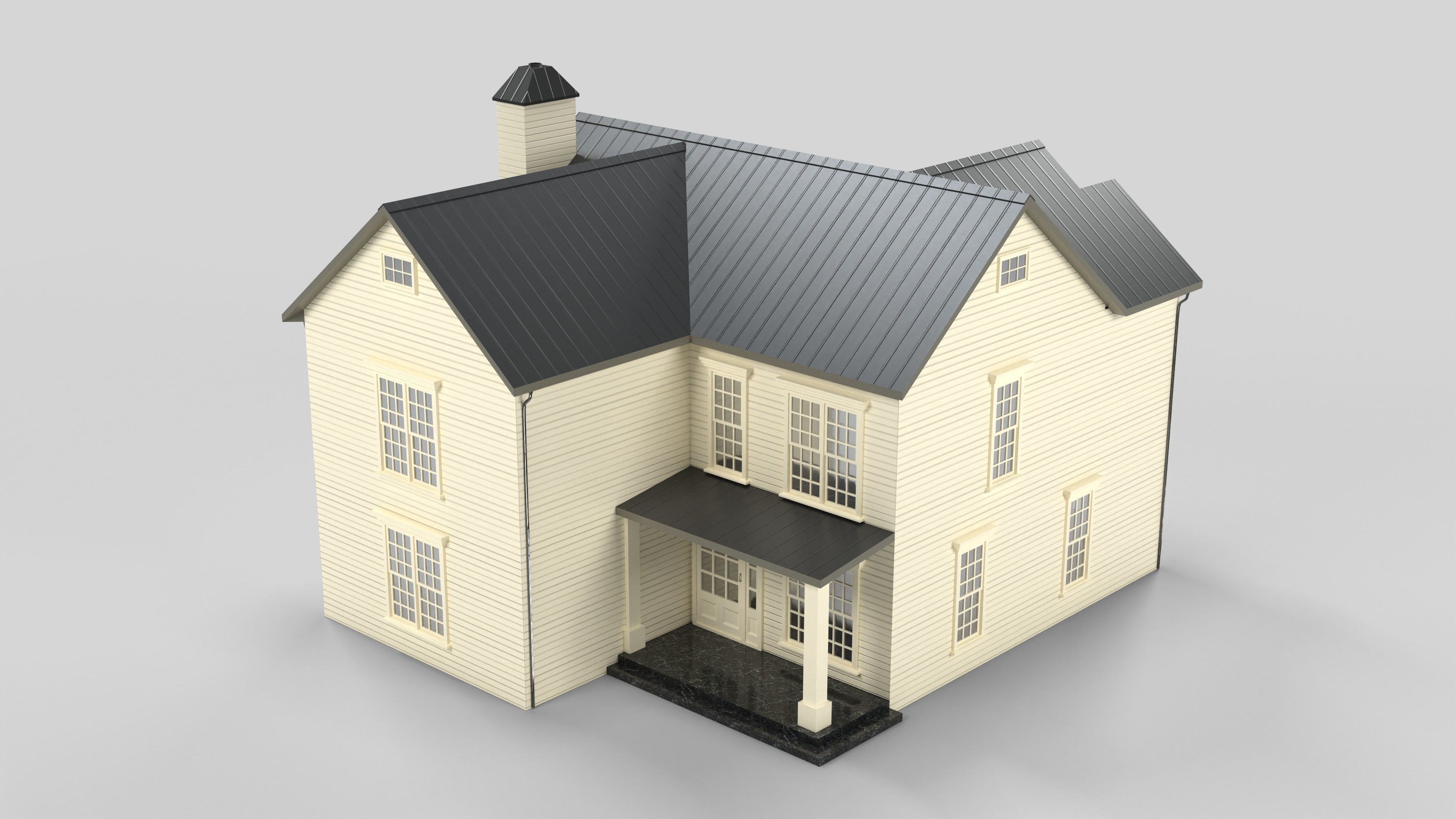 Cottage House Design 07T5  Low-poly 3D model_2