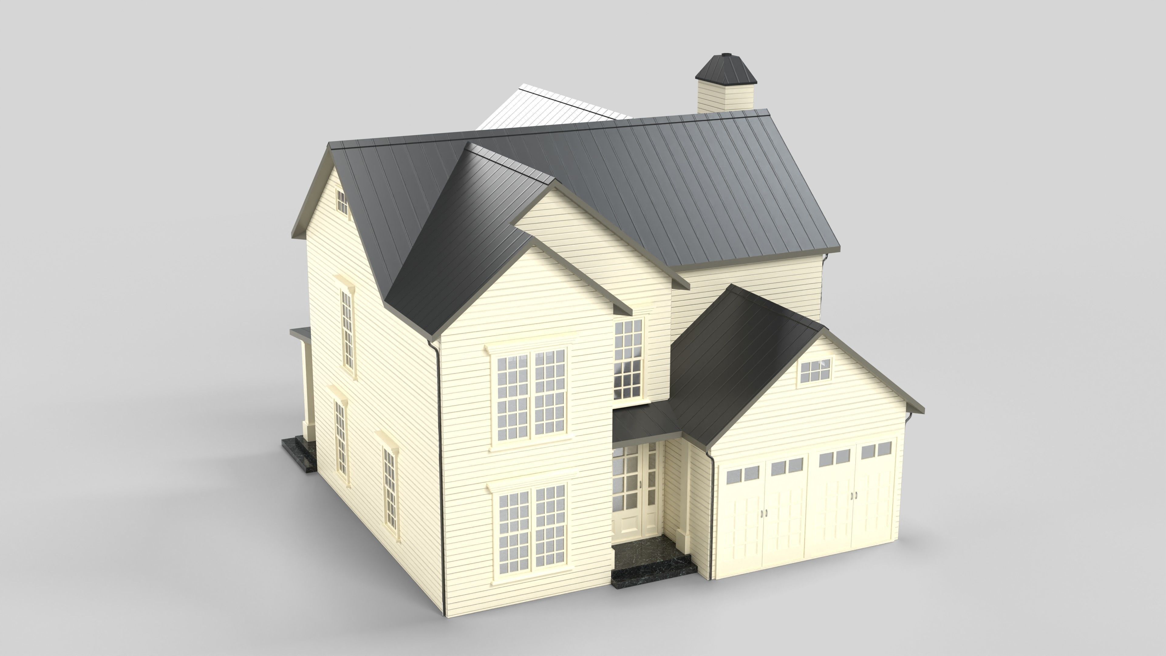 Cottage House Design 07T5  Low-poly 3D model_1