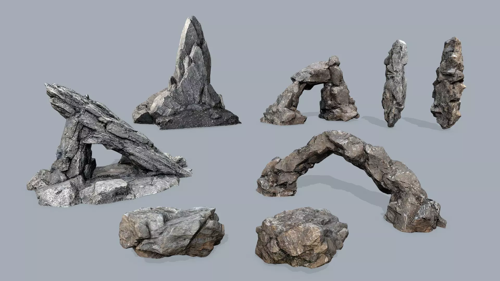 cliff rocks Low-poly 3D model_0