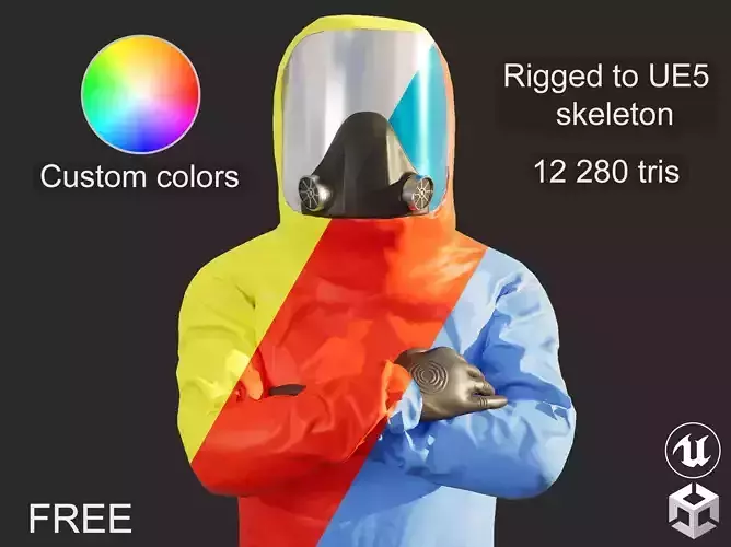 Hazmat Suit Character Free low-poly 3D model