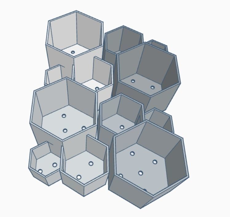 Kit 3 macetas multiples combinables 3D print model_4