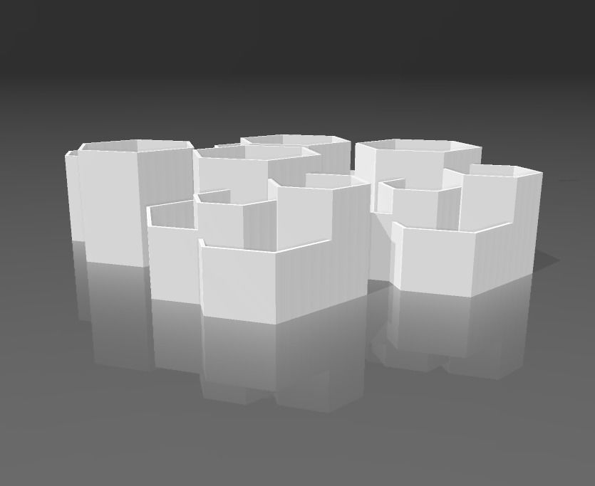 Kit 3 macetas multiples combinables 3D print model_14