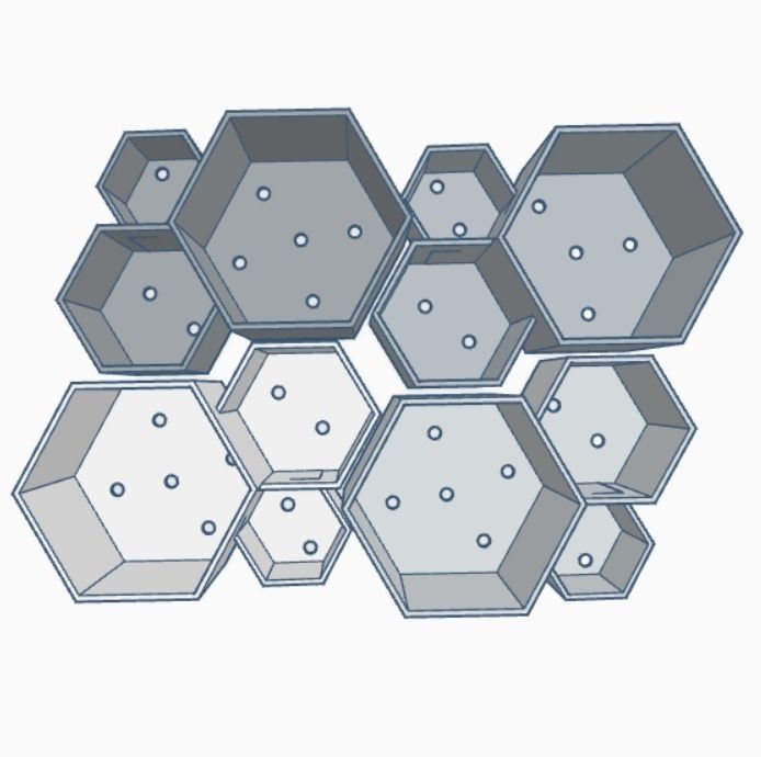 Kit 3 macetas multiples combinables 3D print model_3