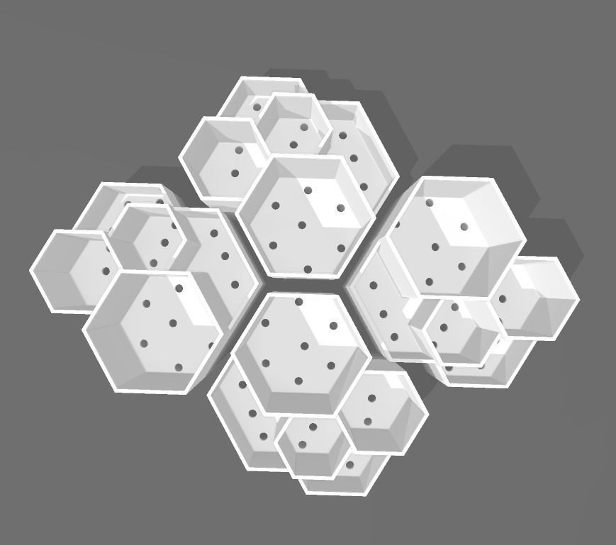 Kit 3 macetas multiples combinables 3D print model_12