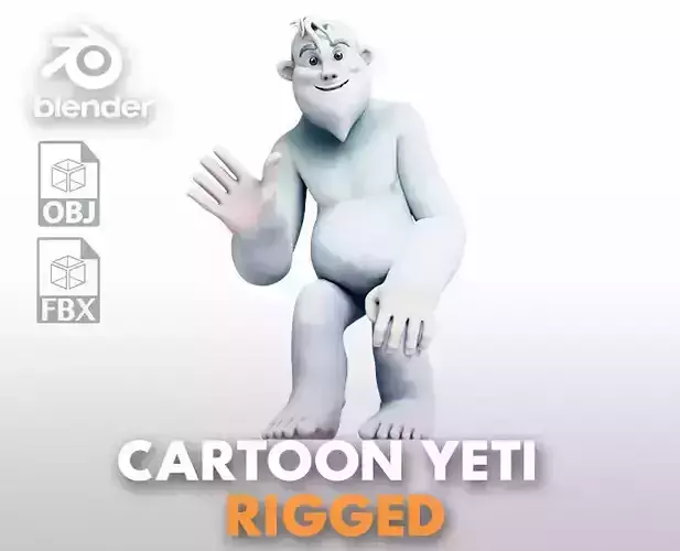 Yeti - A Rigged cartoon character for Blender Low-poly 3D model