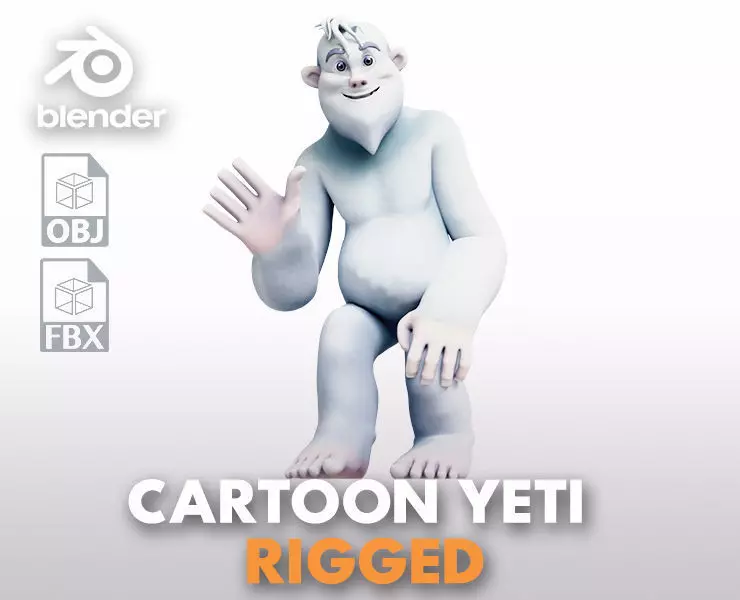 Yeti - A Rigged cartoon character for Blender Low-poly 3D model_0