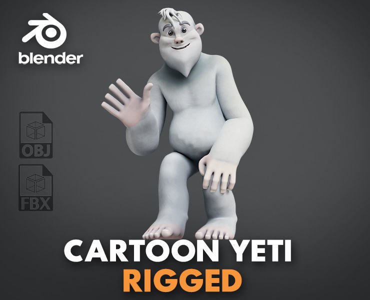 Yeti - A Rigged cartoon character for Blender Low-poly 3D model_18