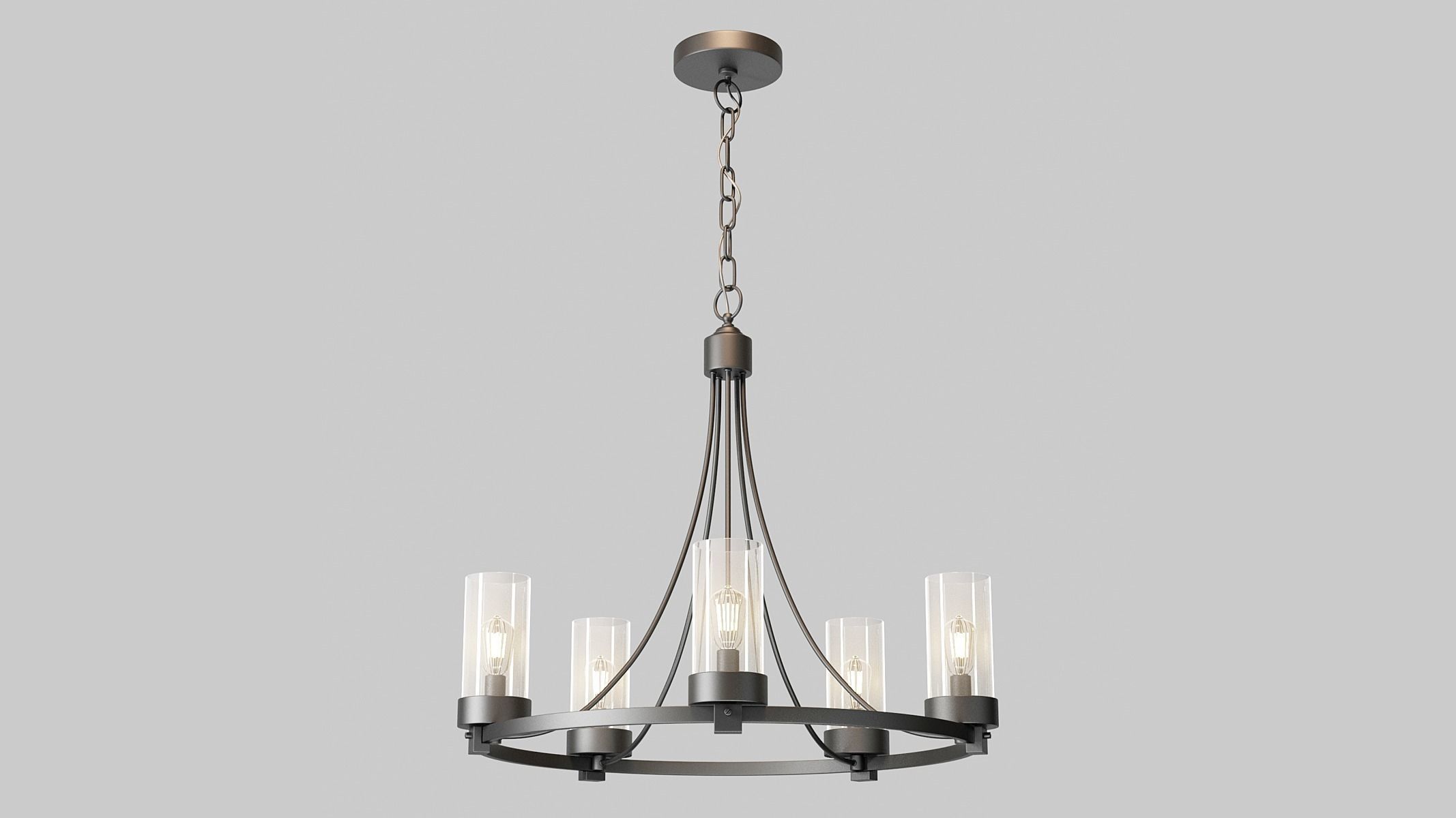 Devoe 5 - Light Wagon Wheel Chandelier 3D model_1