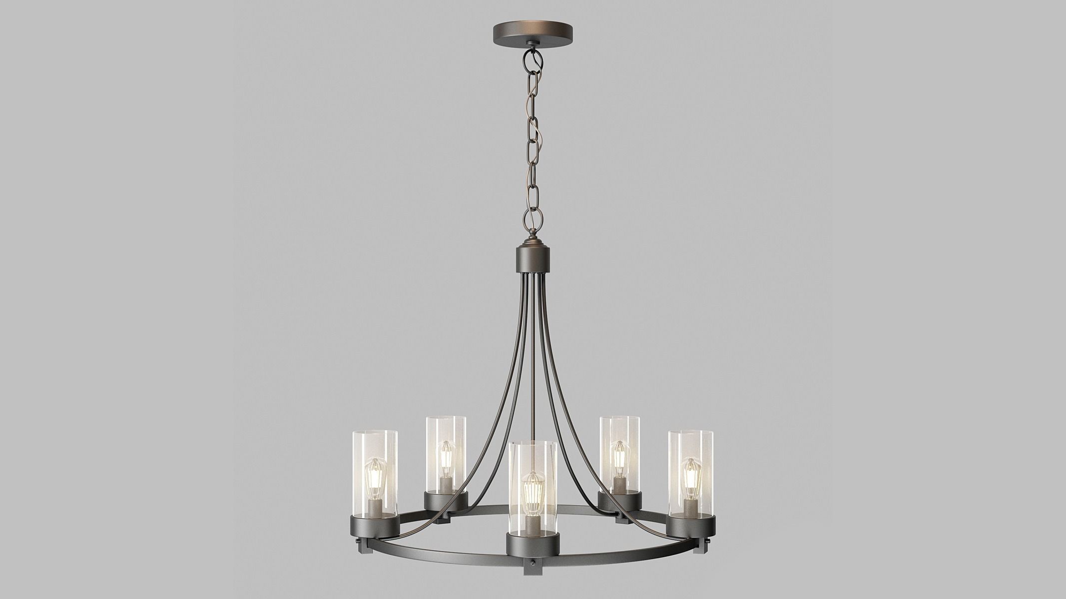 Devoe 5 - Light Wagon Wheel Chandelier 3D model_3