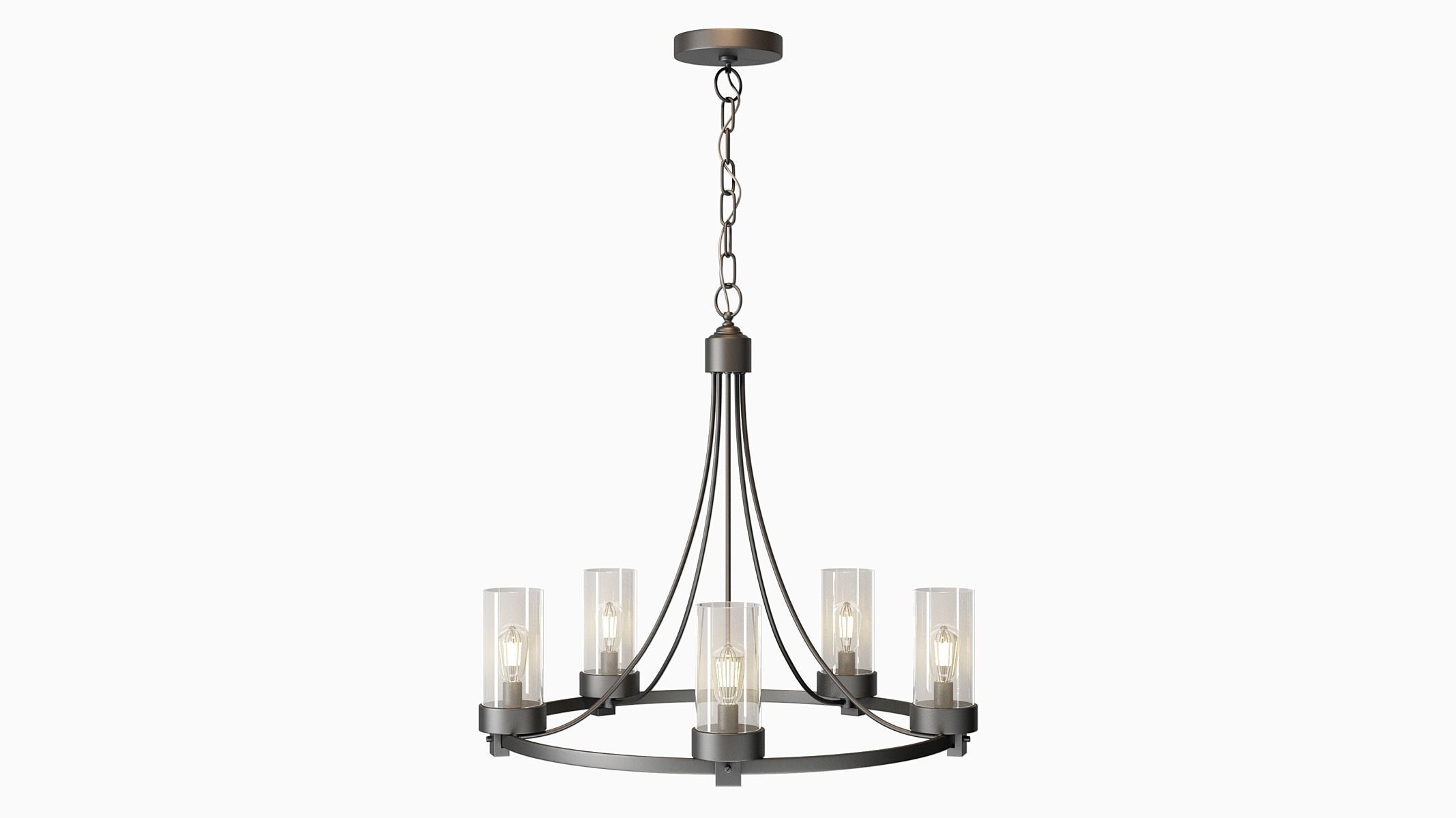 Devoe 5 - Light Wagon Wheel Chandelier 3D model_2