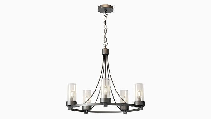 Devoe 5 - Light Wagon Wheel Chandelier 3D model