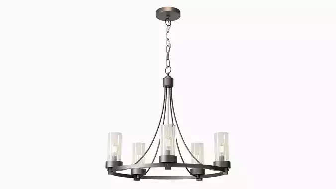 Devoe 5 - Light Wagon Wheel Chandelier