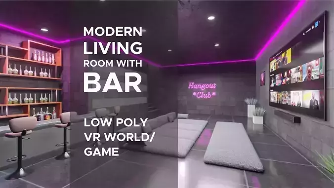 MODERN LIVING ROOM WITH BAR - VR WORLD