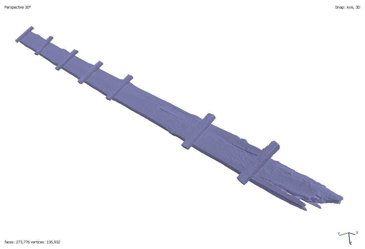 Old rotten ladder for roof repair 3D model_1