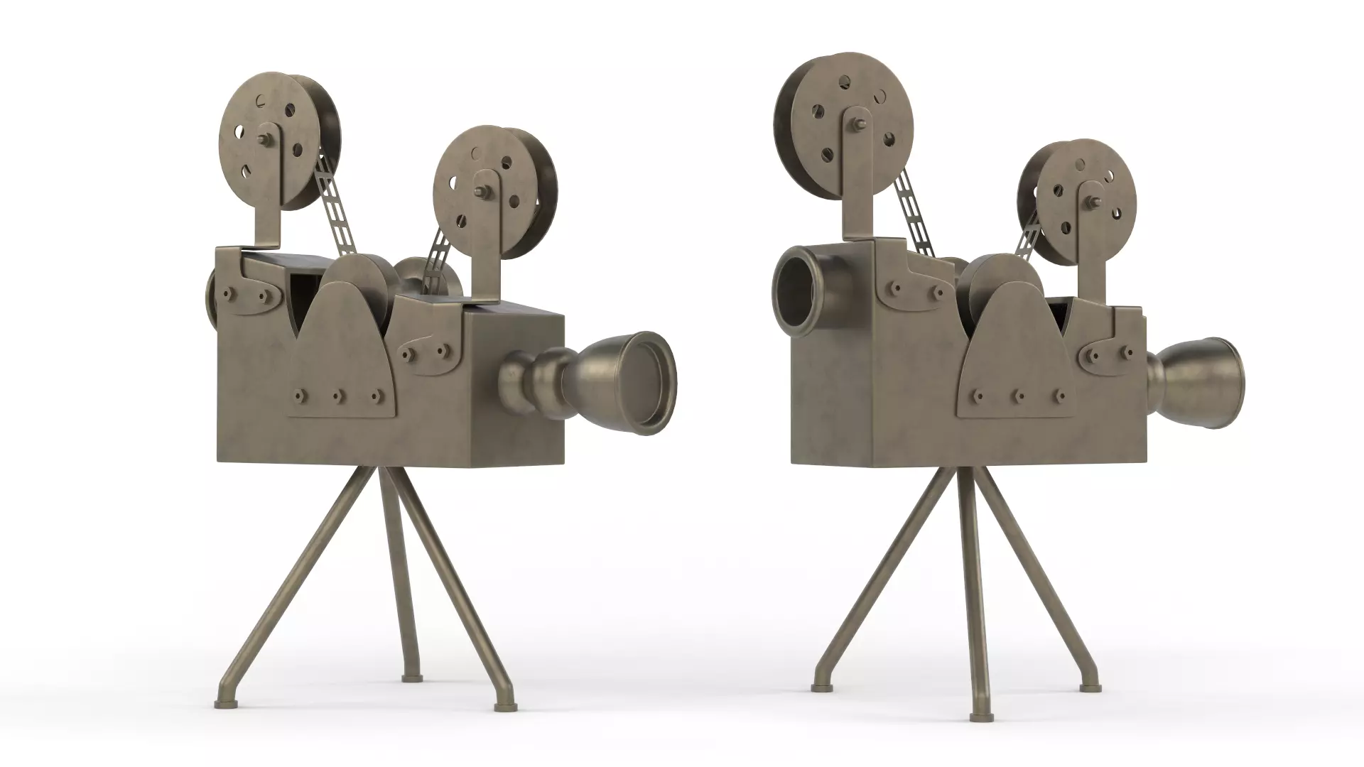 Antique Movie Camera 3D model_0