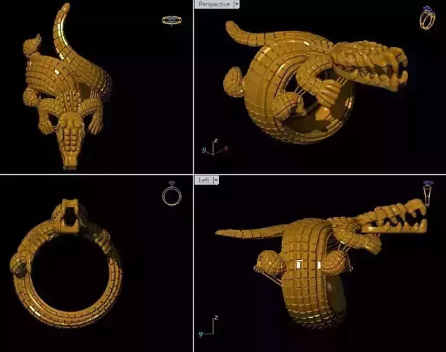 Alligator ring crocodile ring 