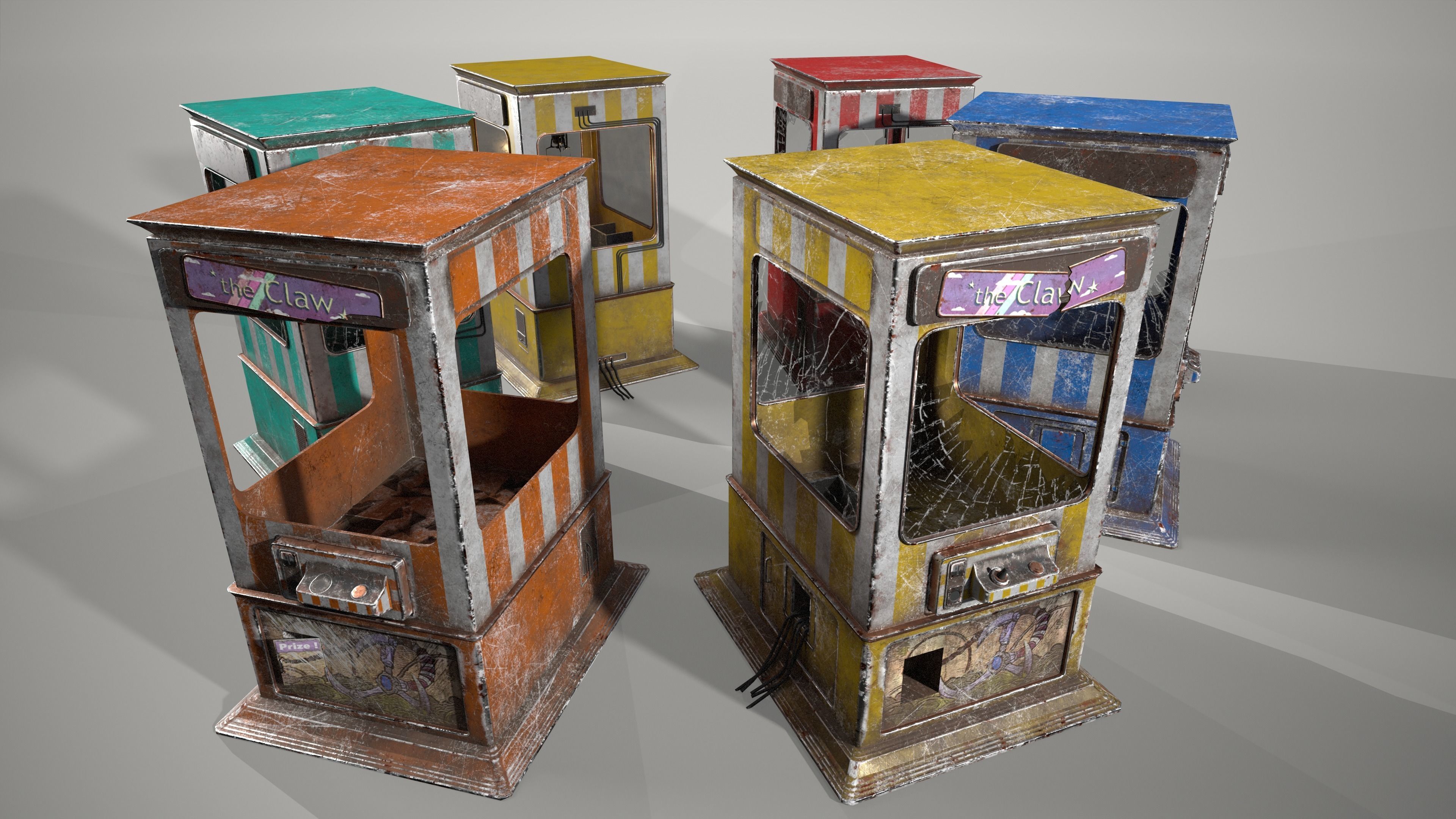 Pack Claw Mashines Game Ready  Low-poly 3D model_8