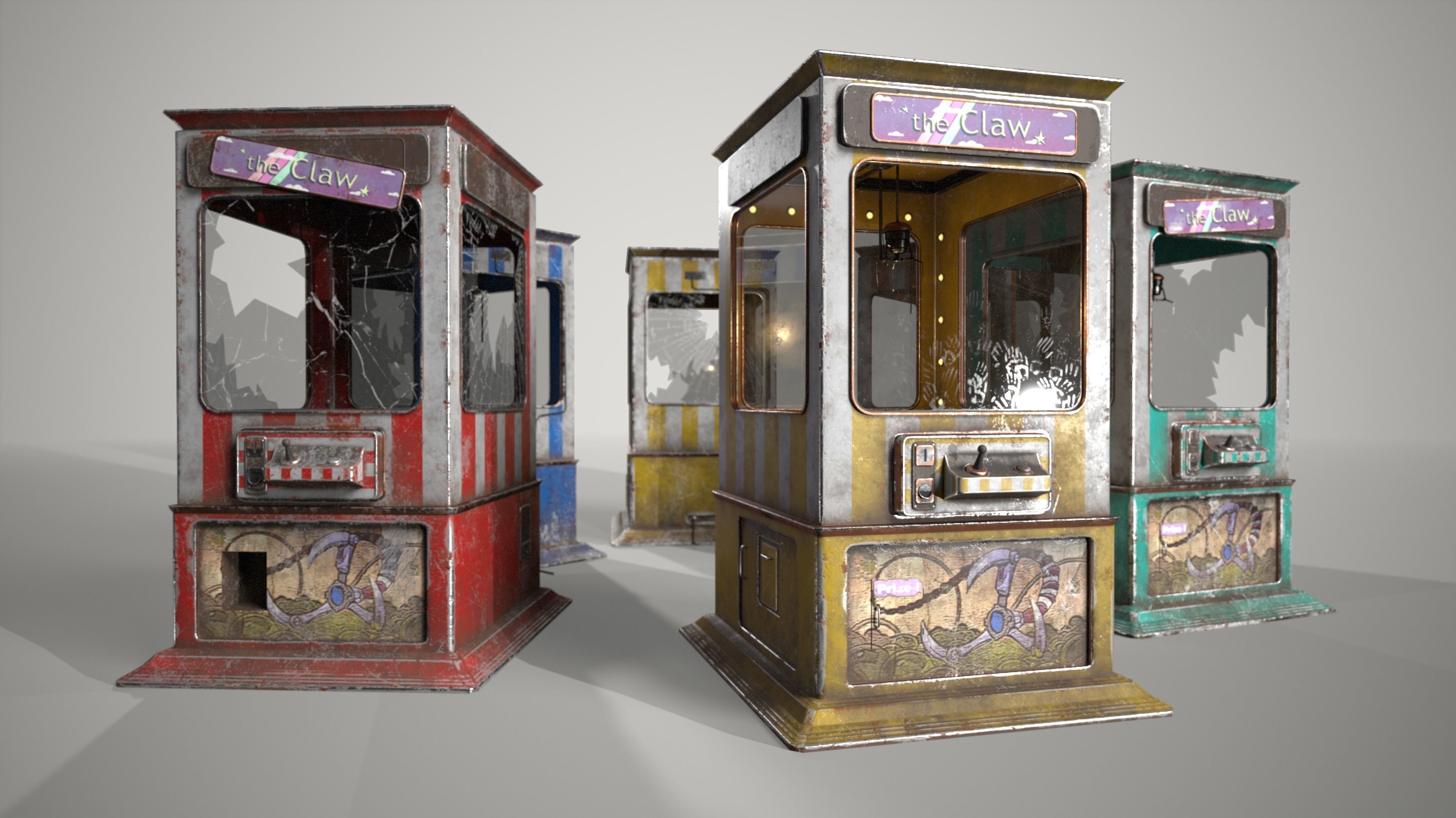 Pack Claw Mashines Game Ready  Low-poly 3D model_3