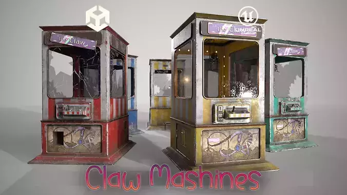 Pack Claw Mashines Game Ready  Low-poly 3D model