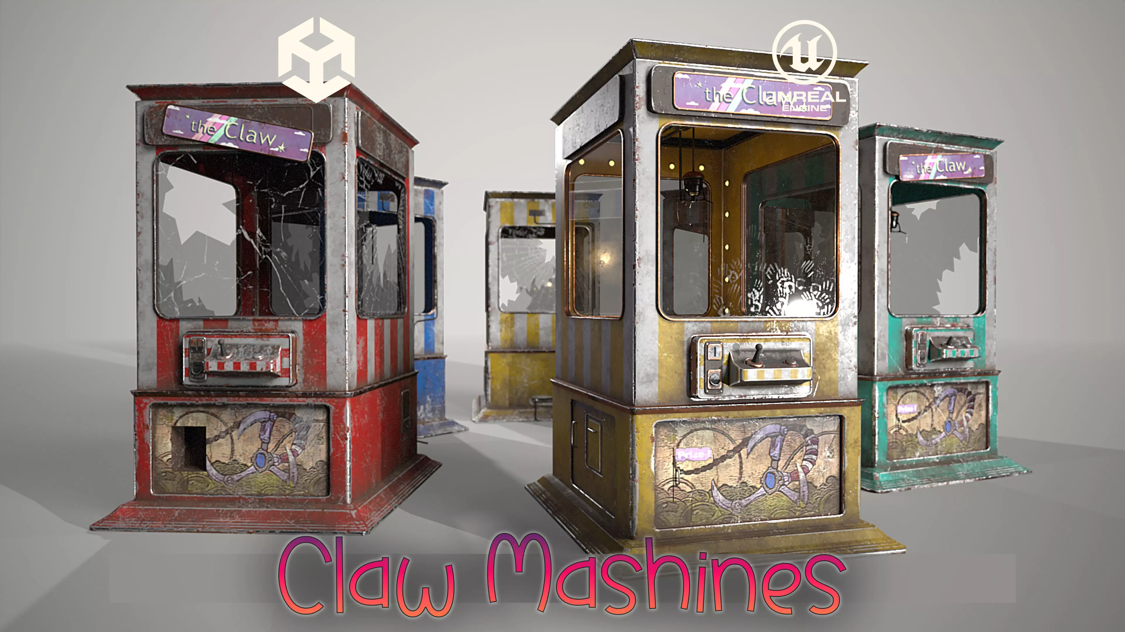 Pack Claw Mashines Game Ready  Low-poly 3D model_0