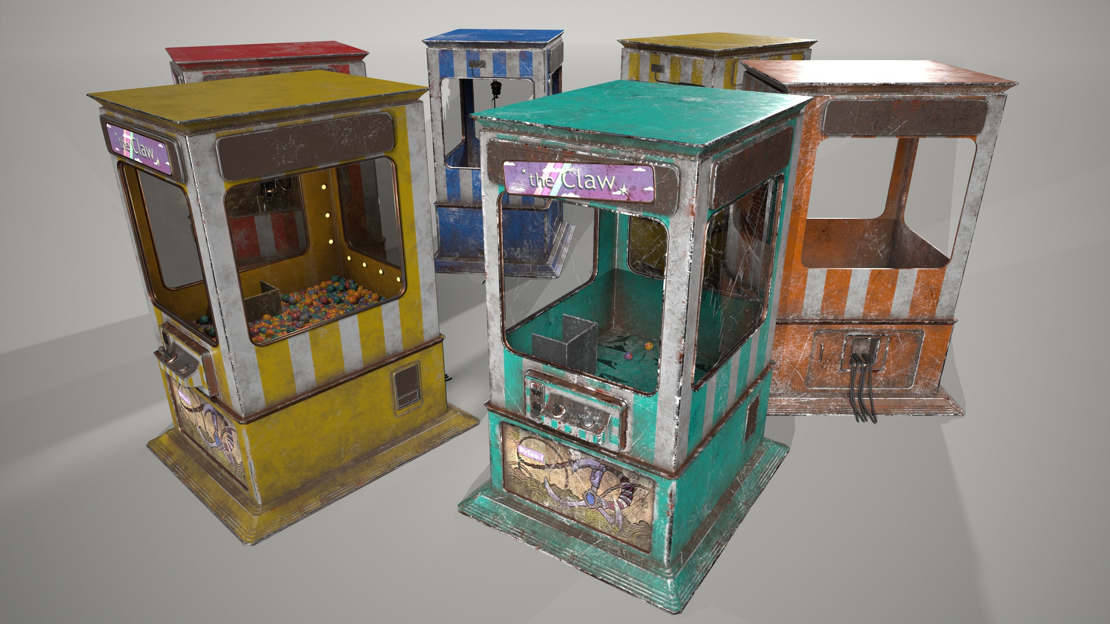 Pack Claw Mashines Game Ready  Low-poly 3D model_9