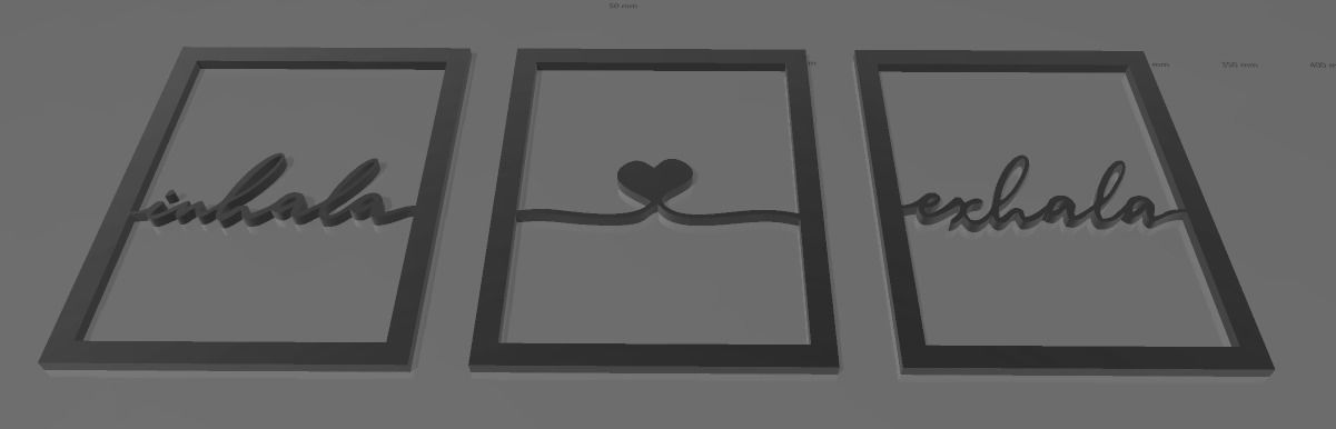 Inhala exhala Triptych wall art 3D print model_1