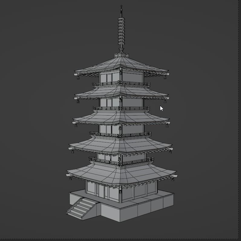 Low poly Japanese Pagoda Low-poly 3D model_8