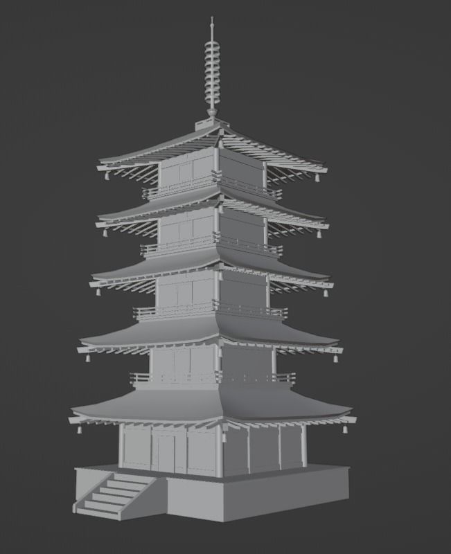 Low poly Japanese Pagoda Low-poly 3D model_6