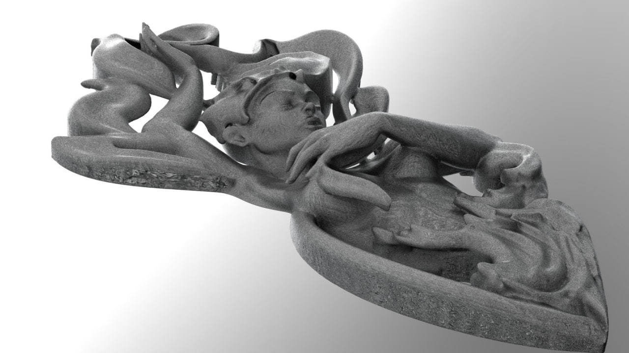 Lady on fire 3D print model_3