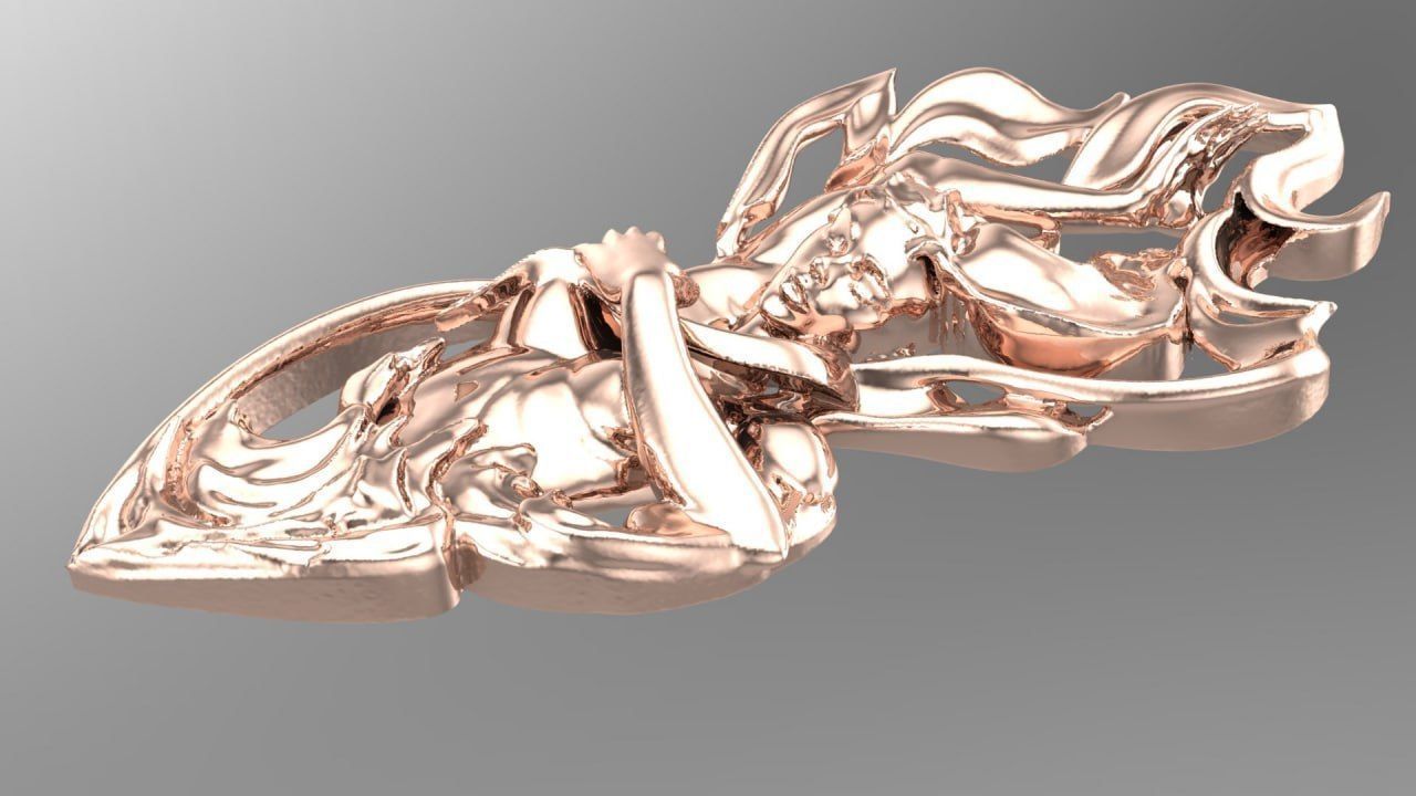 Lady on fire 3D print model_6