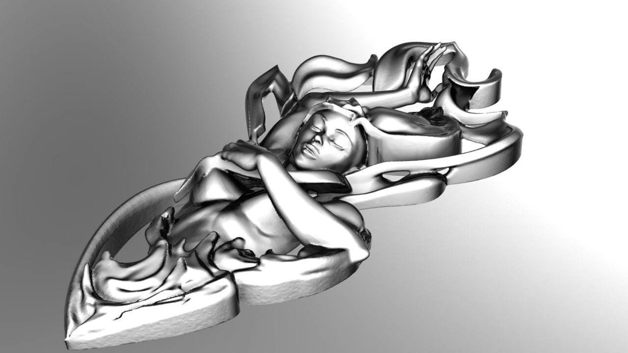 Lady on fire 3D print model_1