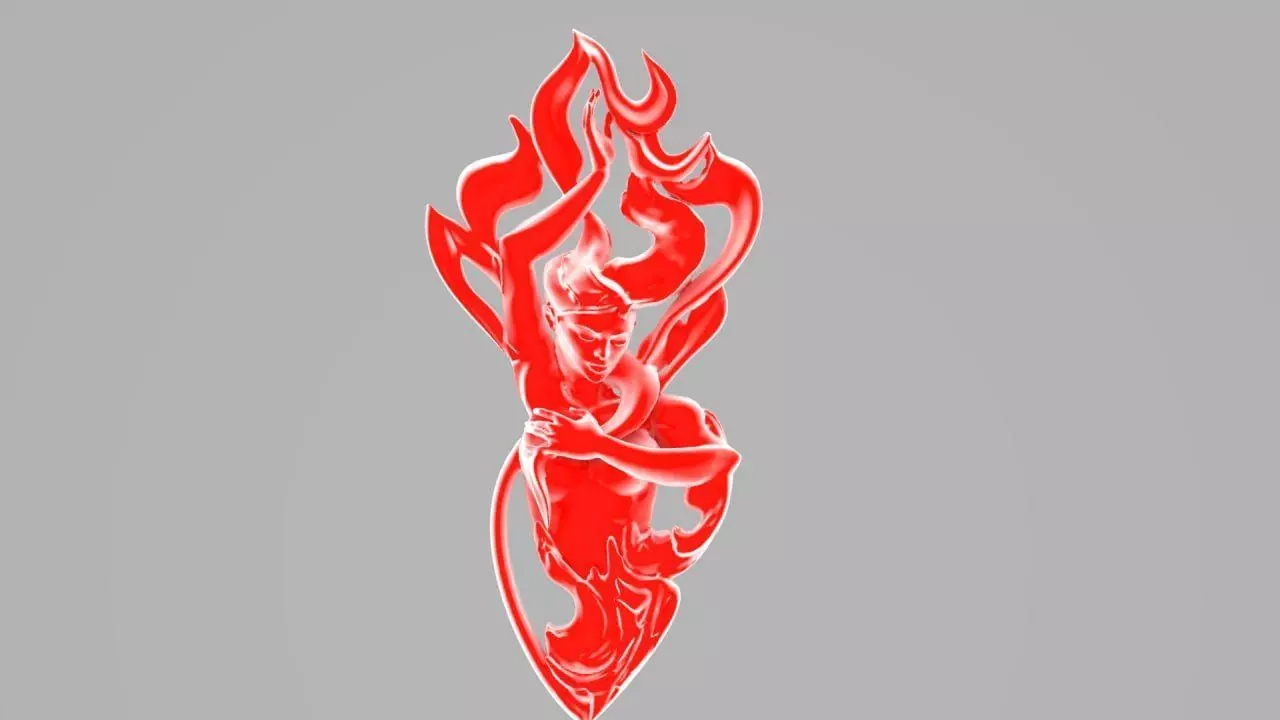 Lady on fire 3D print model_0