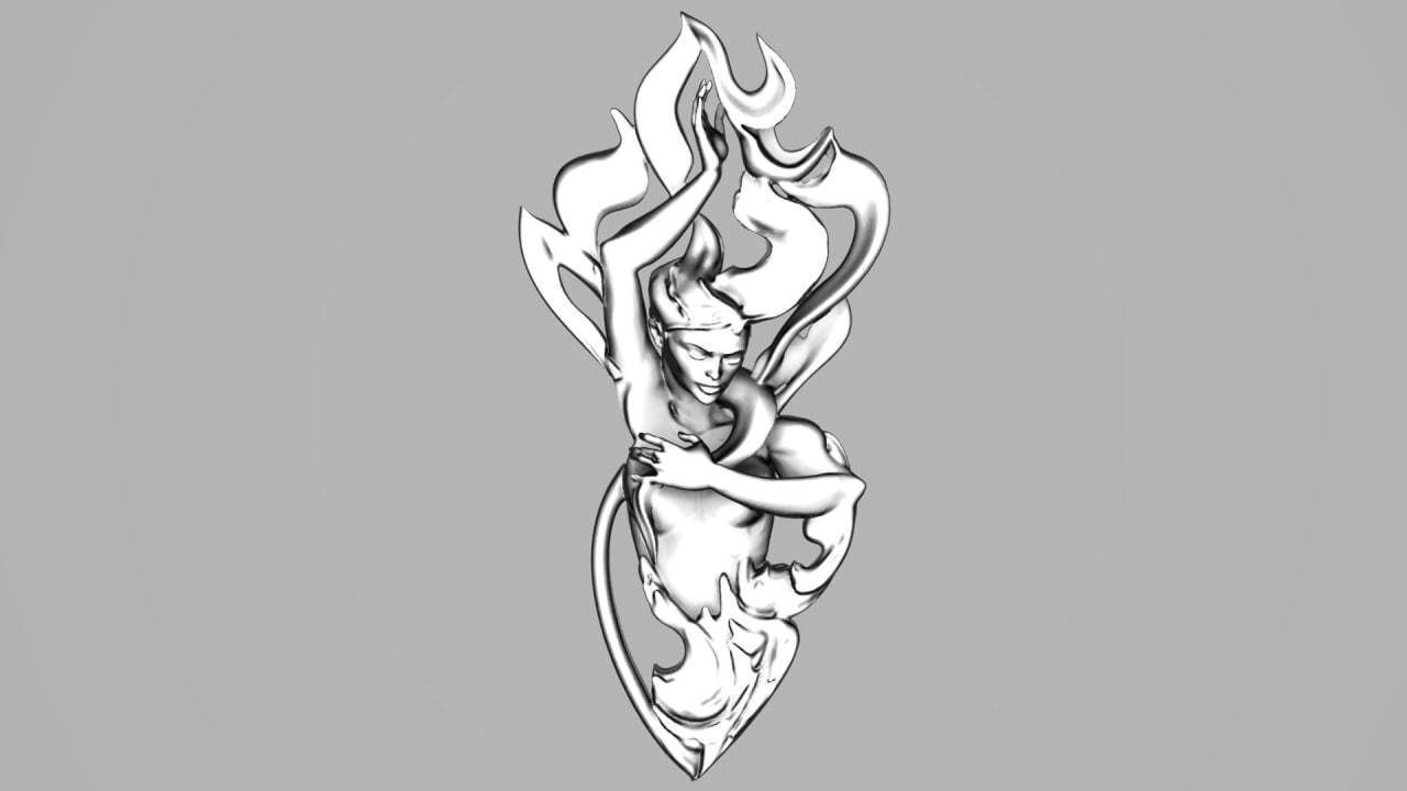 Lady on fire 3D print model_2