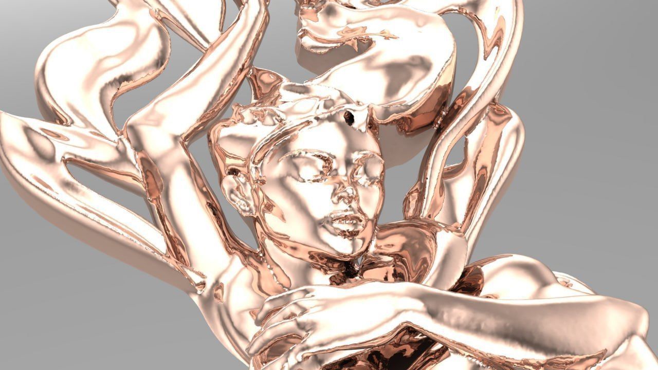 Lady on fire 3D print model_4