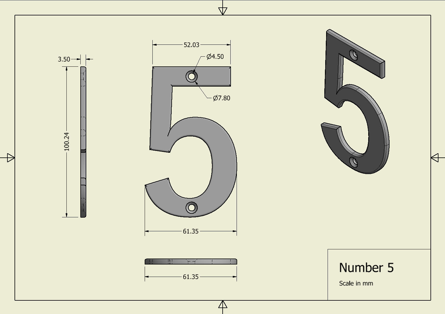 Number 5 3D print model_1