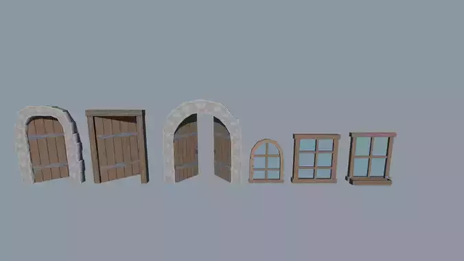 door and window pack Free low-poly 3D model