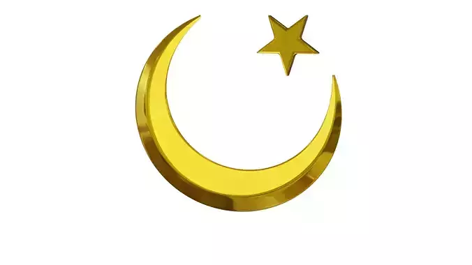 Shimmering Eid-3D Gold Moon and Star Animation