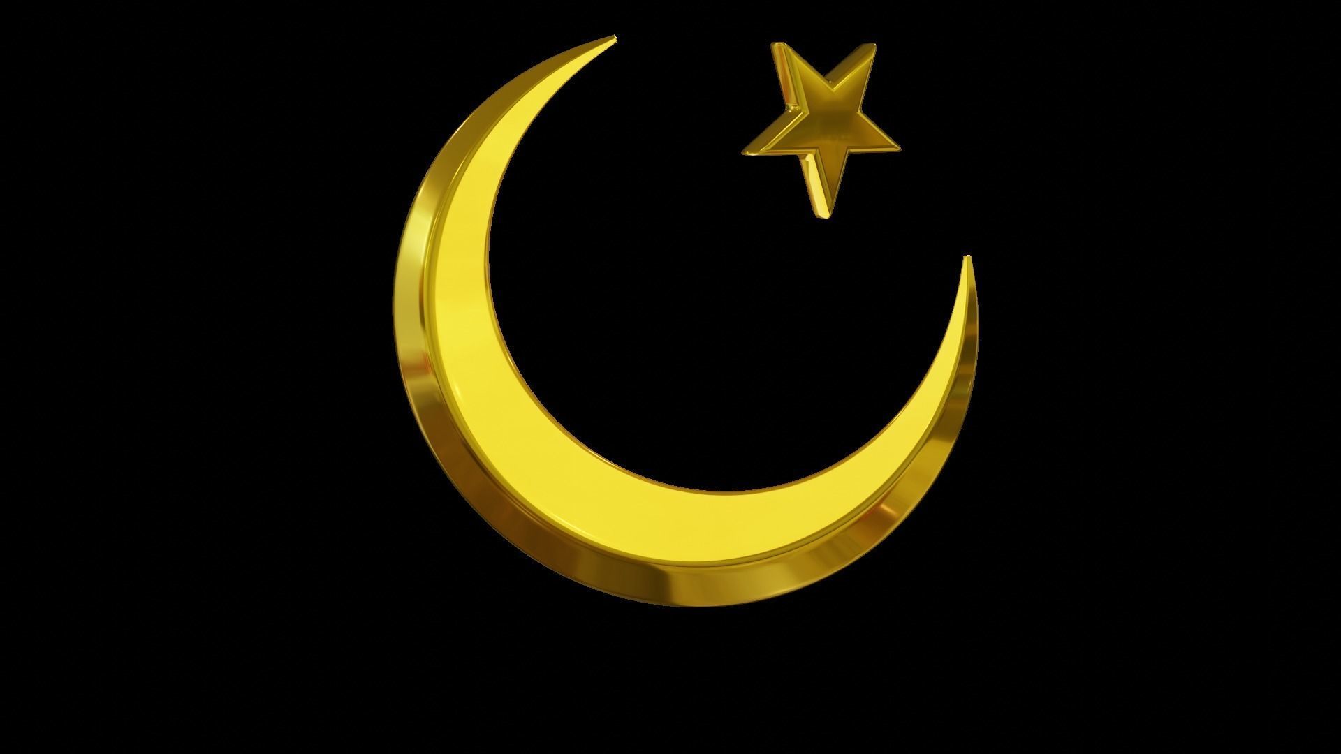 Shimmering Eid-3D Gold Moon and Star Animation 3D model_1