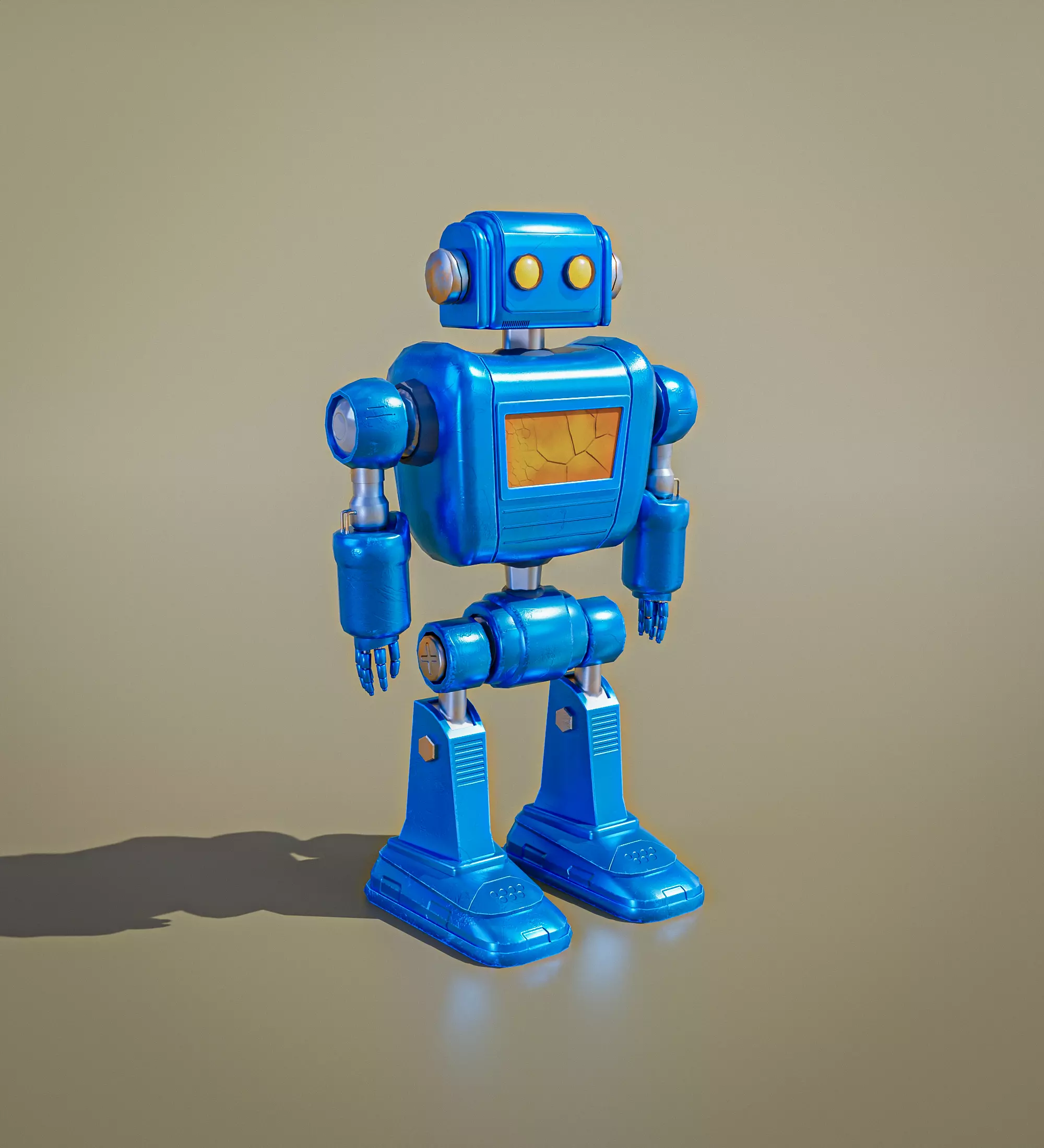 Damaged Robot - Game Ready Low-poly 3D model_0