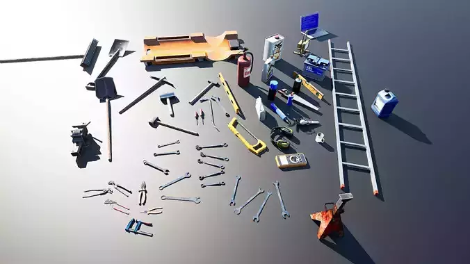 Hand Tools v2 - Unreal Engine Project Low-poly 3D model