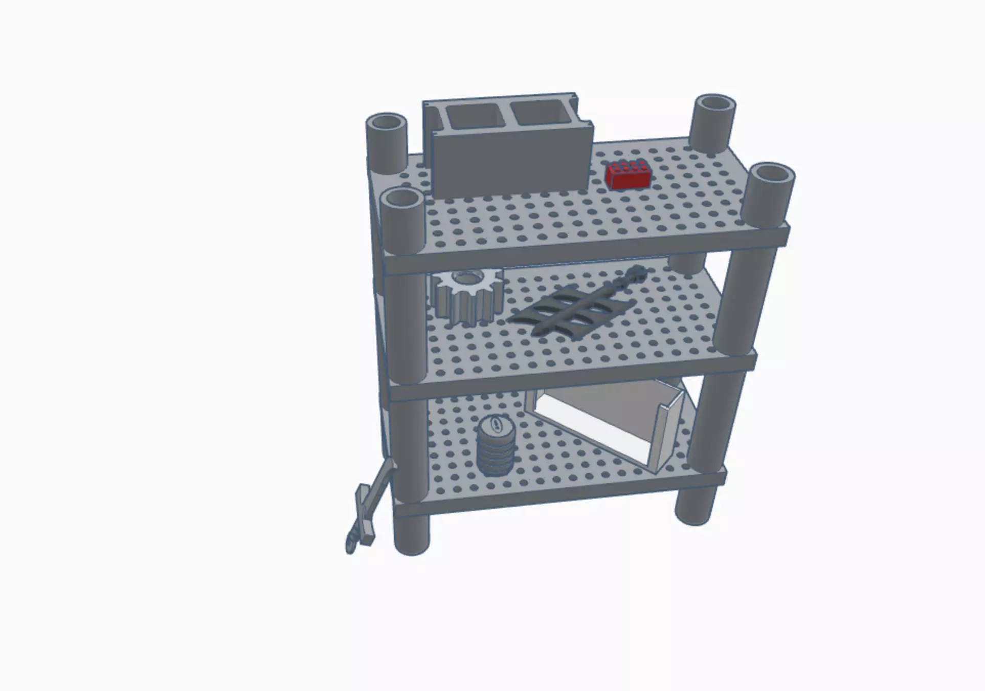 White industrial shelf Free low-poly 3D model