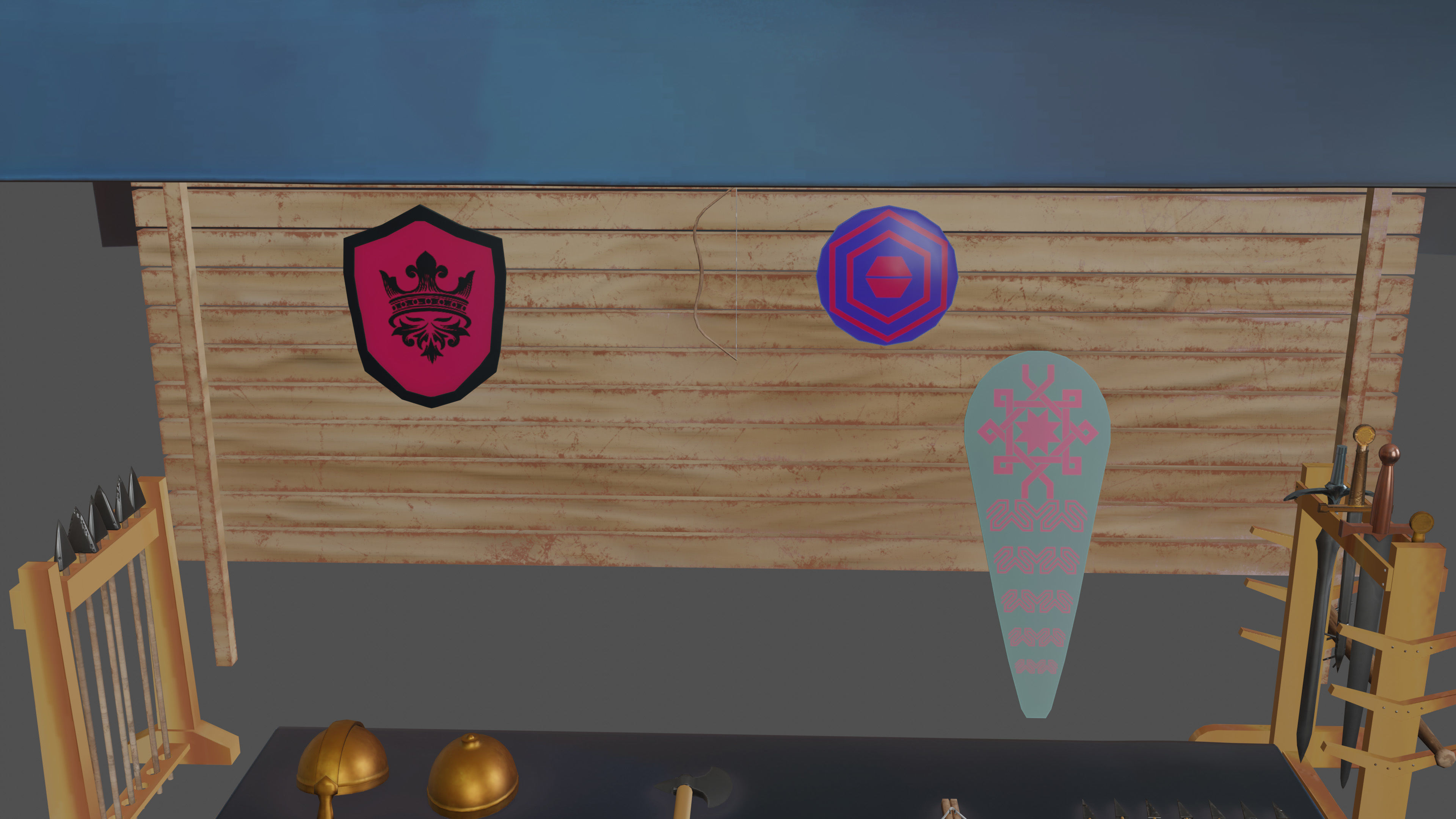 Stylized medieval weapons market Low-poly 3D model_5