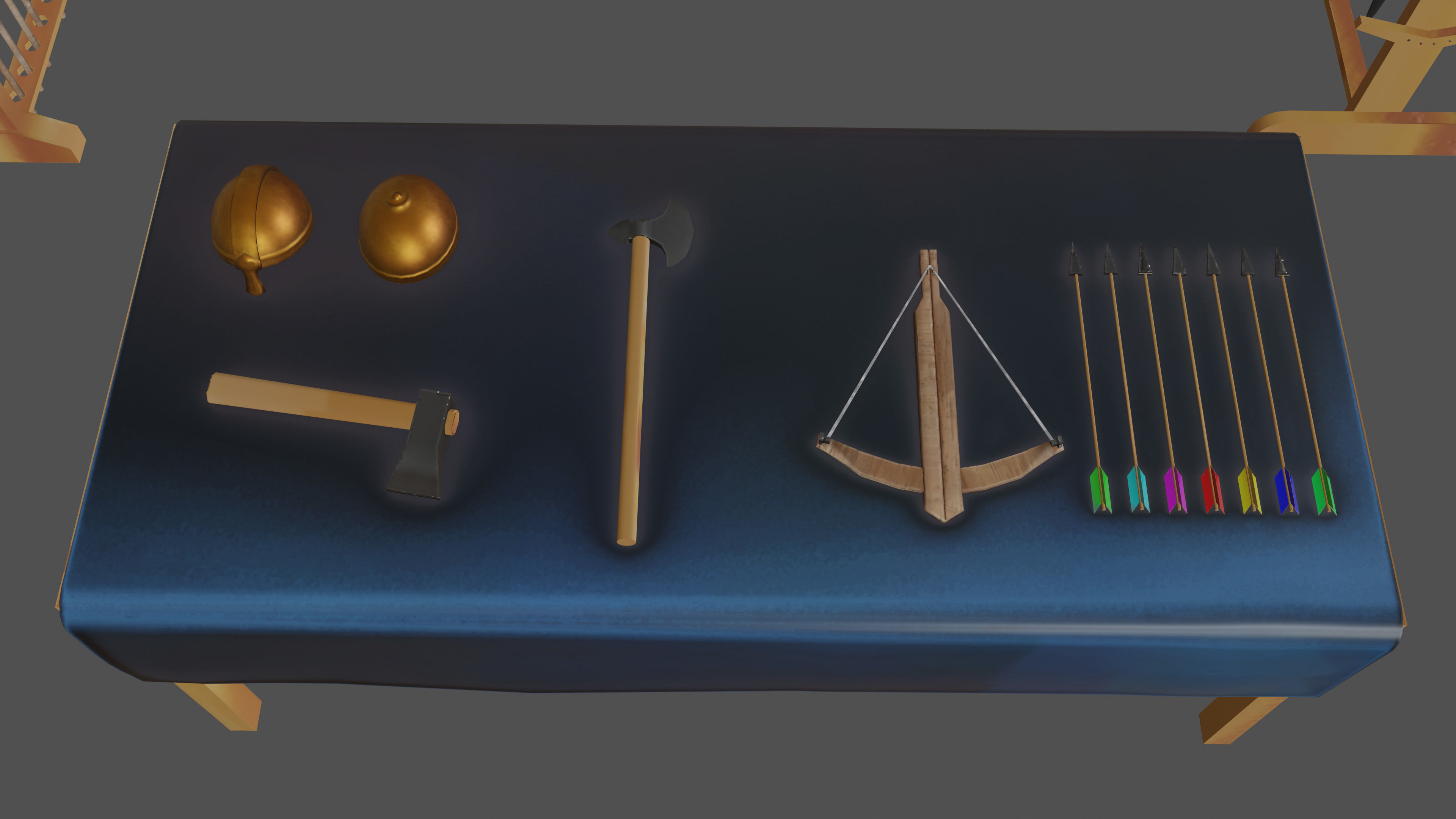 Stylized medieval weapons market Low-poly 3D model_3